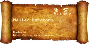 Mahler Barakony névjegykártya